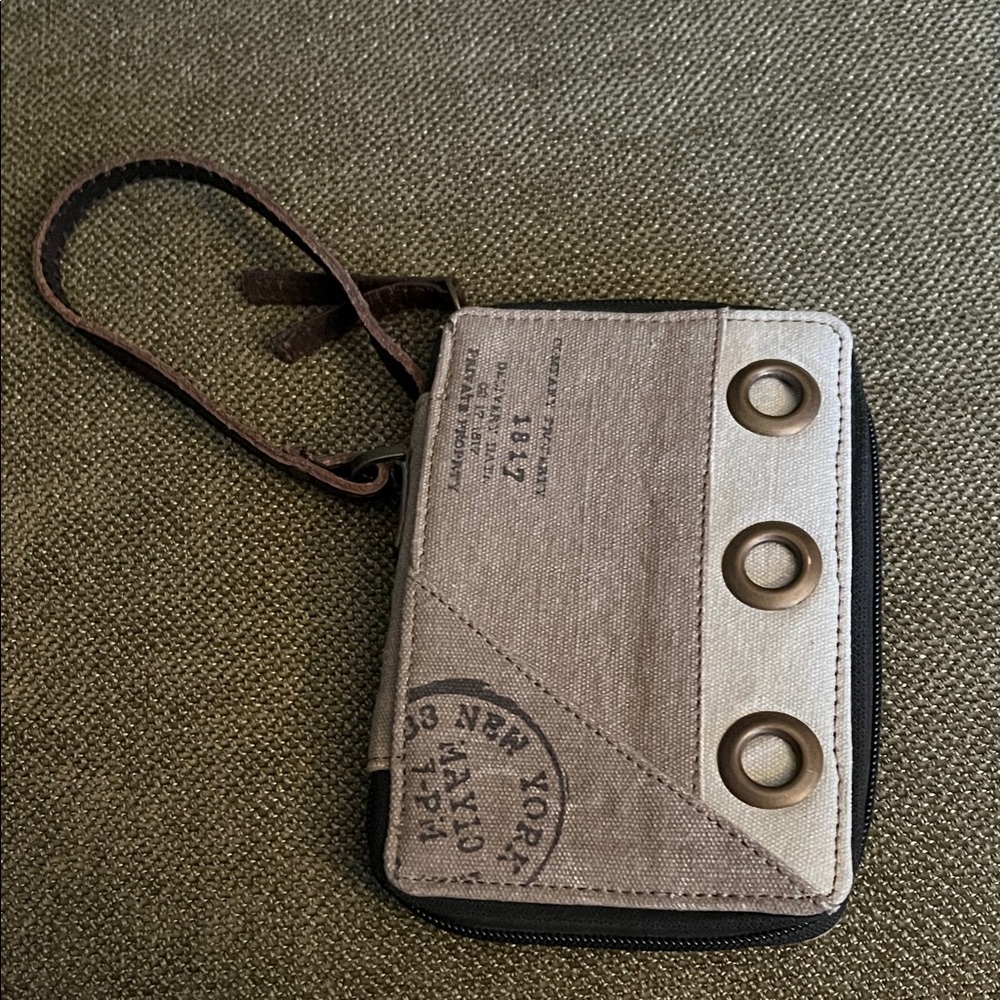 Mona B Tan and Brown Wristlet Clutch